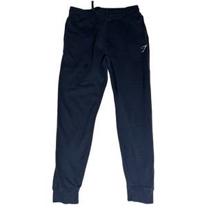 Gymshark Navy Blue Joggers White Logo Men Size Large Activewear Athletic Sporty